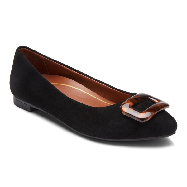 Vionic Flats Ireland - Amanda Ballet Flat Black - Womens Shoes On Sale | REUDV-6350